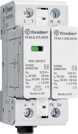 Finder 7P.42.8.275.1020 7P.42.8.275.1020 Overspanningsveilige afleider Overspanningsbeveiliging voor: Verdeelkast 1 stu