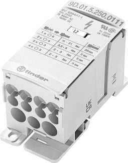 Finder 9D.01.5.250.0111 Verdeler Wit 12-polig 35 mm² 250 A 1000 V/AC, 1500 V/DC Geleidertype: L, N, PE