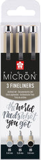 Fineliner sakura pigma micron 05 set zw gr 3 maten | 6 stuks