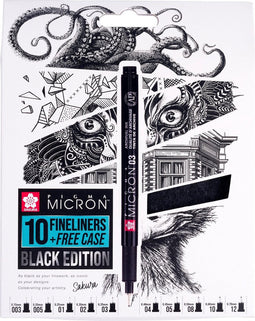 Fineliner sakura pigma micron black 10 stuks