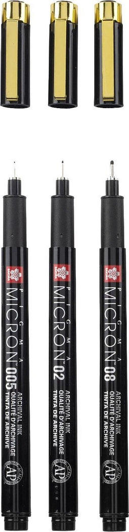 Fineliner sakura pigma micron black and gold 3st