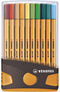 Fineliner STABILO point 88 ColorParade antraciet/oranje etui à 20 kleuren | 10 stuks