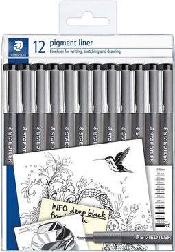 Fineliner staedtler pigment 308 ass schrijfbr zw | 10 stuks