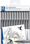 Fineliner staedtler pigment 308 ass schrijfbr zw | 10 stuks