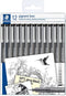Fineliner staedtler pigment 308 ass schrijfbr zw | 10 stuks
