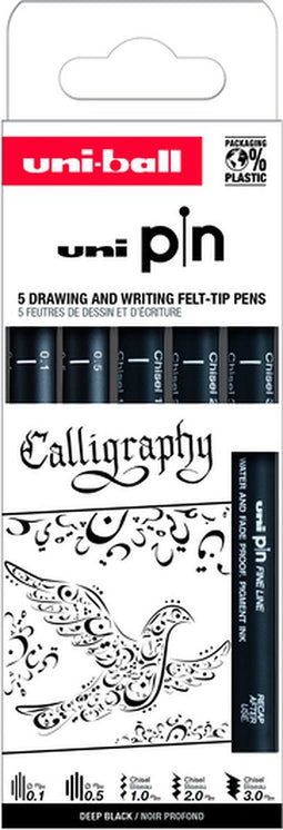 Fineliner uni-ball pin calligraphie assorti