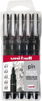 Fineliner Uni-ball Pin zwart etui à 5 breedtes