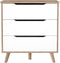 FINLAND VANKKA Scandinavische ladekast in eik en mat wit + poten in massief hout - L 80 cm