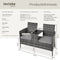 tectake® Wicker Tuinbank - 2-zits - Geïntegreerde tafel - Grijs