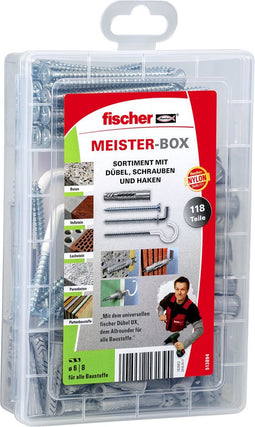 fischer 513894 meister-box met UX-R-pluggen, schroeven, ronde en winkelhaken 118 onderdelen