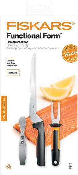 Fiskars Vis Fileermes set - 3-delig - Vismes - met Spies en Tang - Fileermes voor Vis - Vaatwasserbestendig