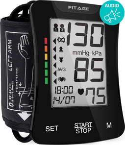 FITAGE Medische Bloeddrukmeter Bovenarm - Bloeddrukmeters - Hartslagmeter - Blood Pressure Monitor - Manchet 22-42cm