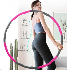 Fitness Hoelahoep - Inclusief Springtouw - 8- Delig – 1 kg - Thuis Trainen - Hoelahoop - Roze/Grijs - Hula Hoop - Thuis Trainen – Ø 100cm - Hoelahoep - Hoepel - Hoelahoeps