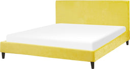 FITOU - Tweepersoonsbed - Geel - 160 x 200 cm - Fluweel