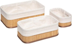 Five® Set van 3 bamboe broodmanden - broodmand - broodmanden - brood - bamboe - opbergen - ontbijt - broodmandje