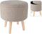 H&S Collection Opbergkruk - hout - teddy stof - taupe - D35 x H40 cm - opbergpoef
