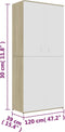 vidaXL - Schoenenkast - 80x39x178 - cm - bewerkt - hout - wit - en - sonoma - eikenkleur