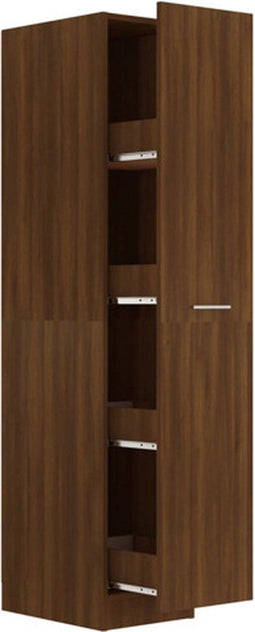 vidaXL - Apothekerskast - 30x42,5x150 - cm - bewerkt - hout - bruin - eikenkleur