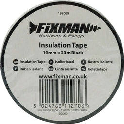 Fixman 192069 Isolatietape - 19mm x 33m - zwart