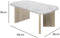 Ovale salontafel - QUARTZ - Wit marmereffect - Dikke eikenhouten poten - 105 x 58 x 39 cm - DIAGONE