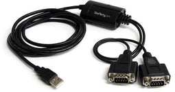 Startech.com ICUSB2322F - 2-poort FTDI USB naar RS232 Seriële Adapter - COM-behoud - Zwart