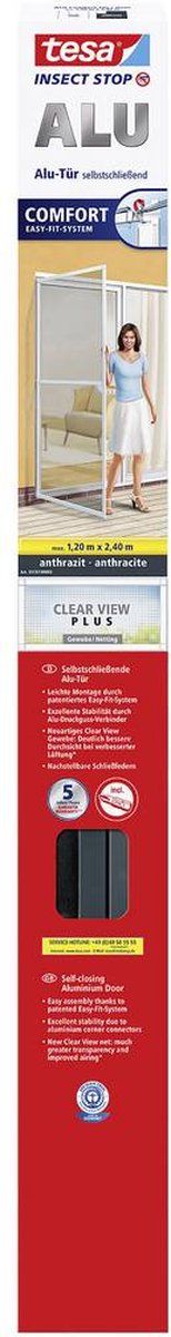 tesa ALU XL COMFORT - Vliegenhor voor deur - Eenvoudige montage - Antraciet