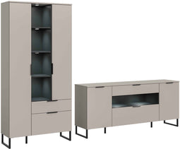 Furnilux Noida - Woonkamercombinatie - Inclusief verlichting - Zwart - 41x290x192cm
