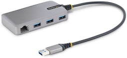 Startech.com 3-Port USB Hub - USB 3.2 Gen 1 5Gbps - Gigabit Ethernet RJ-45 - Grijs