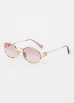 Miu Miu MU 52YS - Retro dameszonnebril - ovaal - goud