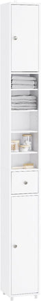 SoBuy BZR34-II-W - Hoge Badkamerkast - Waterbestendig met Verstelbare Planken en Lade - Wit 20x20x180cm
