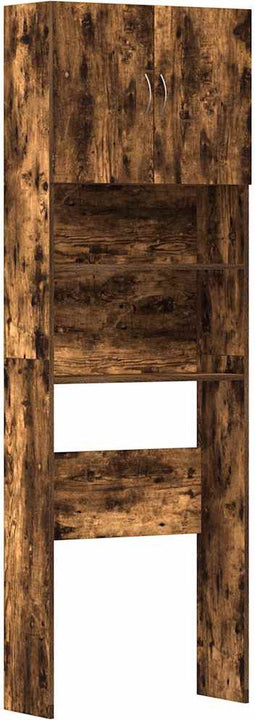vidaXL - Wasmachinekast - 64x24x190 - cm - bewerkt - hout - gerookt - eikenkleurig