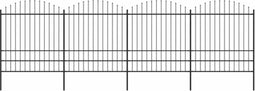 vidaXL - Tuinhek - met - speren - bovenkant - (1,75-2)x6,8 - m - staal - zwart