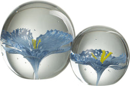 J-Line presse-papier Bloem - glas - blauw - large