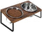 Ceruzo Dubbele Voerbak met Standaard - 2 RVS bakken Ø15 cm - 40x20x16 cm - Zwart MDF
