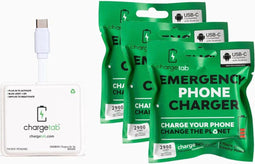 ChargeTab Upcycled Powerbank - 2900mAh Mobiele USB-C Oplader - Noodpakket voor Festival, Auto en Stroomstoring - 3 Stuks
