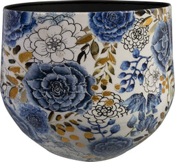 TS Collection - Bloempot Dutch blue - 33x28 - Metaal & Epoxy - Exclusieve woonitems voor binnen - Handgemaakt - Unieke print - Designed by Lammie