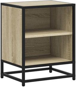 vidaXL - Nachtkastje - 40x31x50 - cm - bewerkt - hout - en - metaal - sonoma - eiken