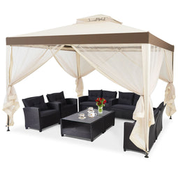 Coast Tuinpaviljoen - Partytent - 4 Zijwanden Waterbestendig UV-bescherming - Beige 300 x 300 cm