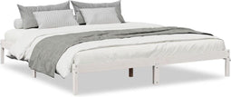 vidaXL - Bedframe - extra - lang - zonder - matras - grenenhout - wit - 180x210 - cm