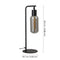 EGLO Majone - Tafellamp - E27 - 50,5 cm - Zwart/Grijs - Smoke Glas