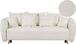 VALLANES - Slaapbank met opbergruimte - Crèmewit - Bouclé