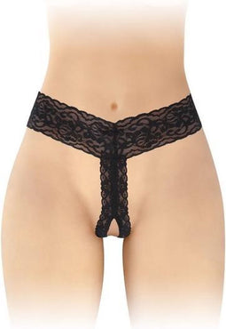 Fashion Secret Anita - Erotische Slip met Open Kruis - Zwart - One Size