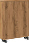 vidaXL - Opbergtrolley - smal - 48x13x68 - cm - bewerkt - hout - artisanaal - eiken