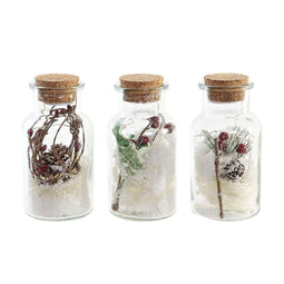 Verlichte decoratie DKD Home Decor Kerstmis Natuurlijk (6 x 6 x 14 cm) (3 Stuks)