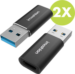 iMoshion Adapter - 2-pack USB A (Male) naar USB-C (Female) Adapter / Converter - USB 3.1 - 5 GBps - USB A naar USB C Hub