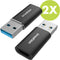 iMoshion Adapter - 2-pack USB A (Male) naar USB-C (Female) Adapter / Converter - USB 3.1 - 5 GBps - USB A naar USB C Hub