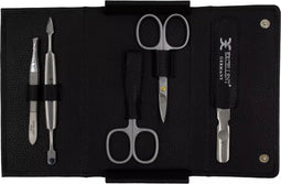 Excellent-Solingen Manicure Etui - 6-Delig - Zwart Lederen Etui - Complete Nagelverzorging