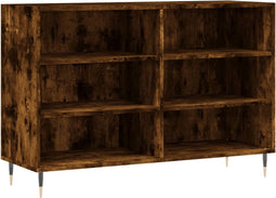 vidaXL - Dressoir - 103,5x35x70 - cm - bewerkt - hout - gerookt - eikenkleurig