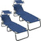 vidaXL - Opklapbare - ligbedden - 2 - stuks - met - luifel - Blauw - 600D - Oxford - stof