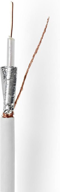 Nedis Coaxkabel op Haspel - RG59U - 75 Ohm - Dubbel Afgeschermd - ECA - 25.0 m - Coax - PVC - Wit - Gift Box
